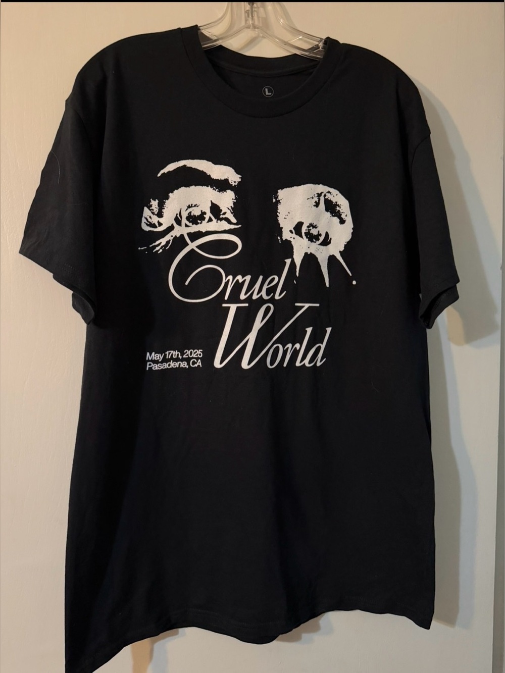 Cruel World Black Graphic Concert Tee - May 17th 2025 Pasadena Calif Sz L